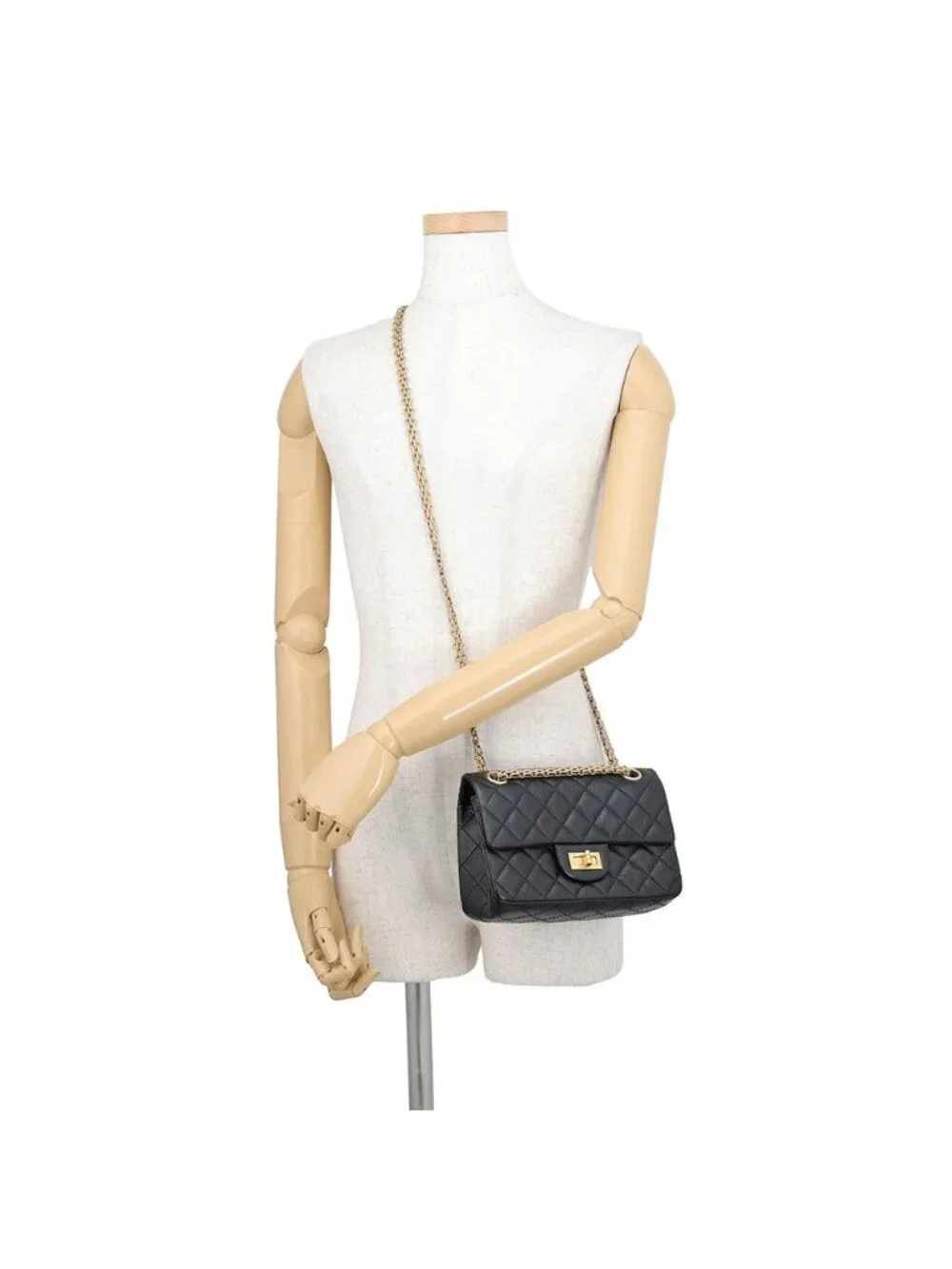 Chanel Chain Shoulder Bag Quilted 2.55 Mini Aged Calf Leather Black